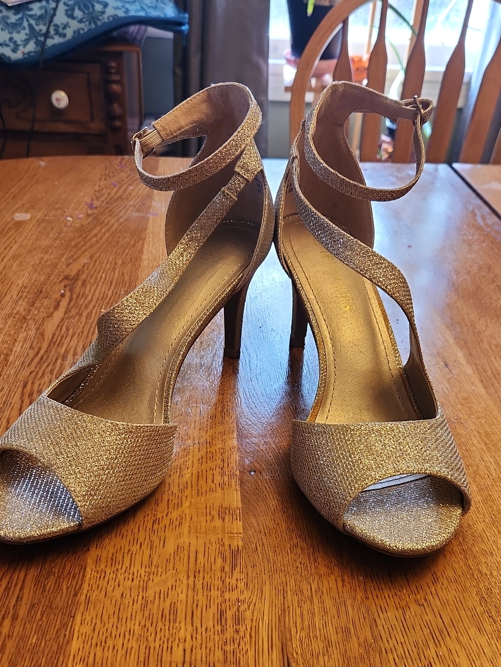 Dream Pairs Metallic Gold Crisscross Ankle-Strap Heels Wedding